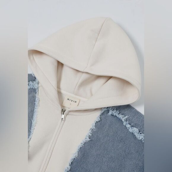 Denim Patchwork Hoodie - Picture 3 of 8